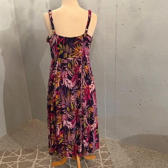 Torrid Purple and Pink Leaf Print Midi Dress - Picture 3 of 5